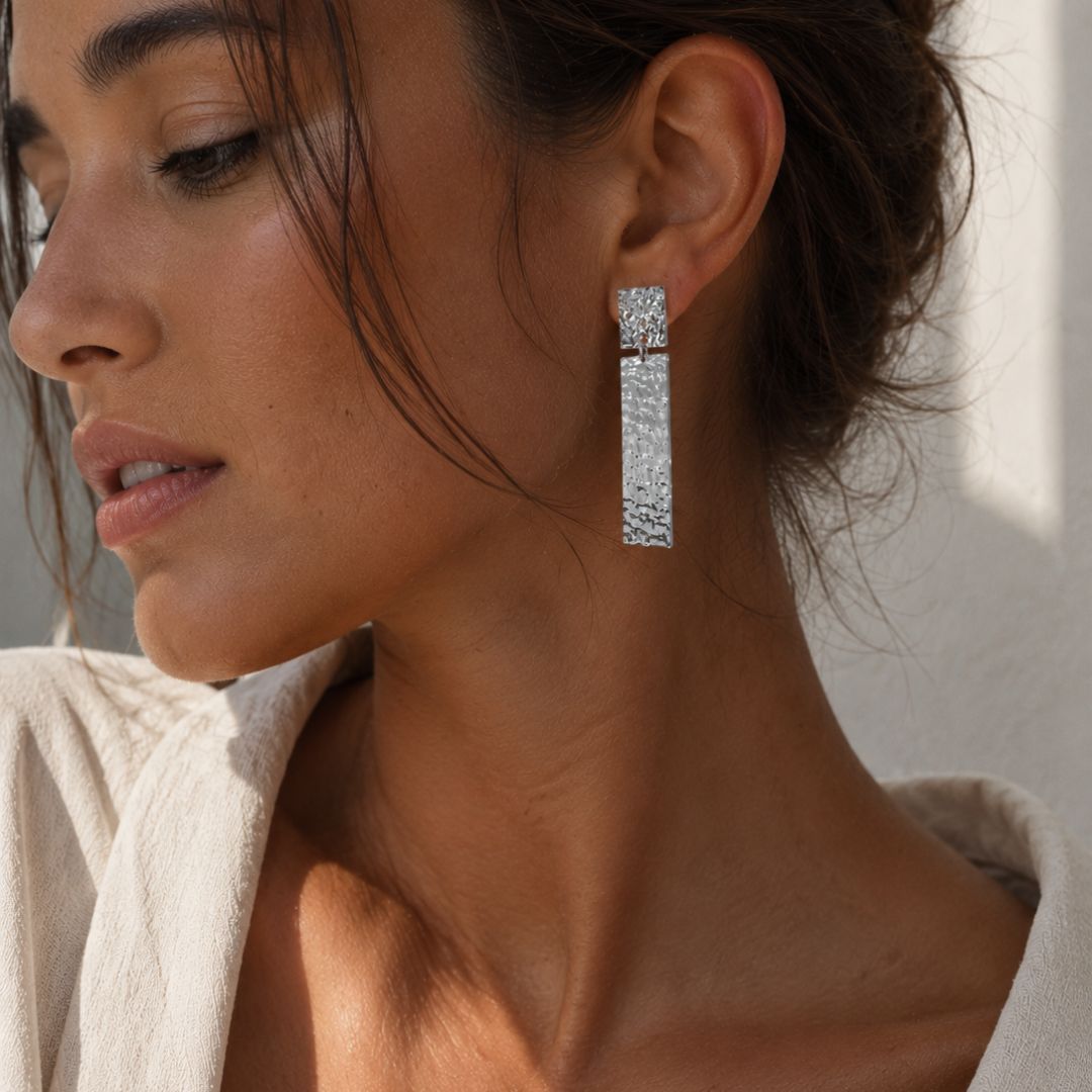 Pendientes colgantes acero plata waterproof para boda o evento