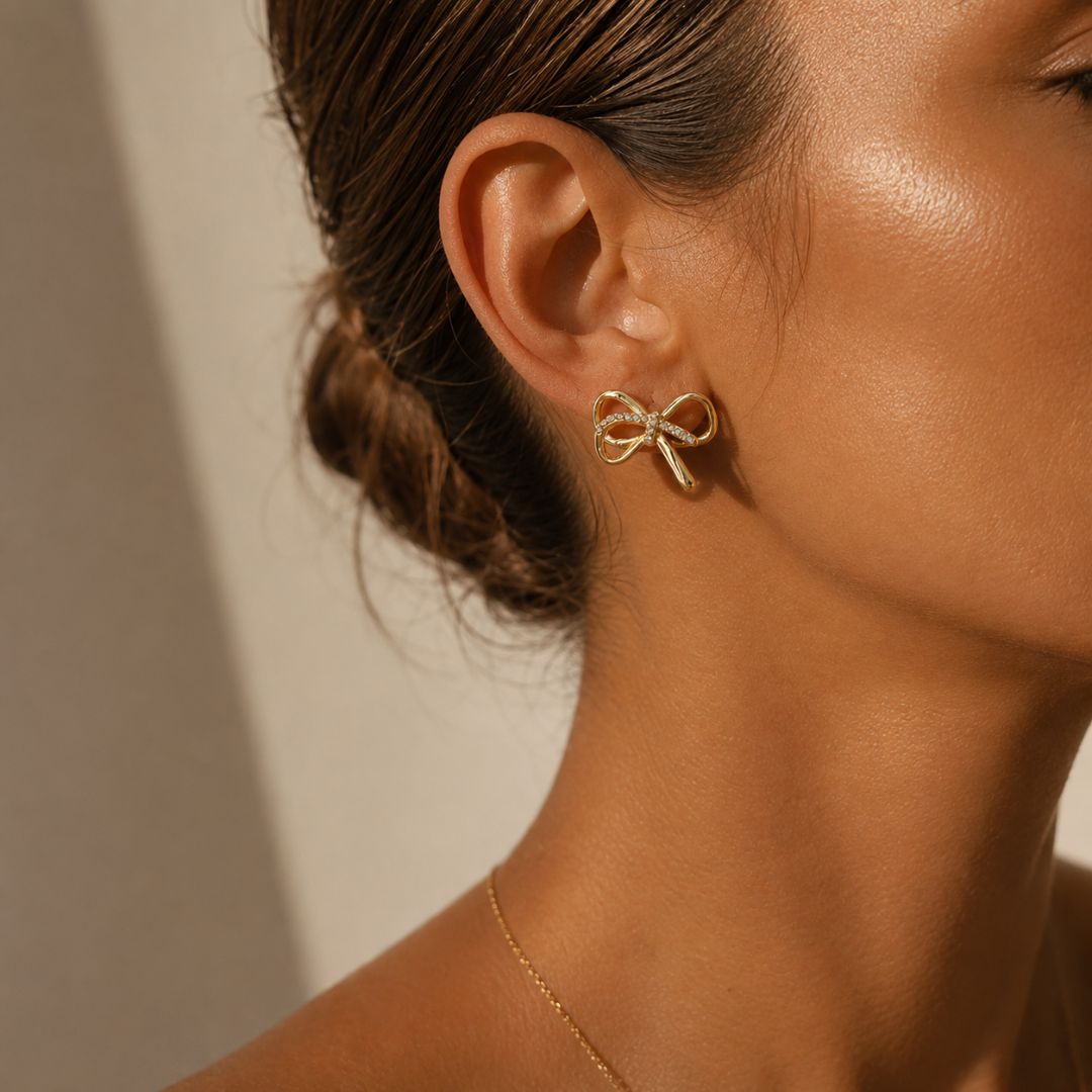 Pendientes de lazo con brillantes oro
