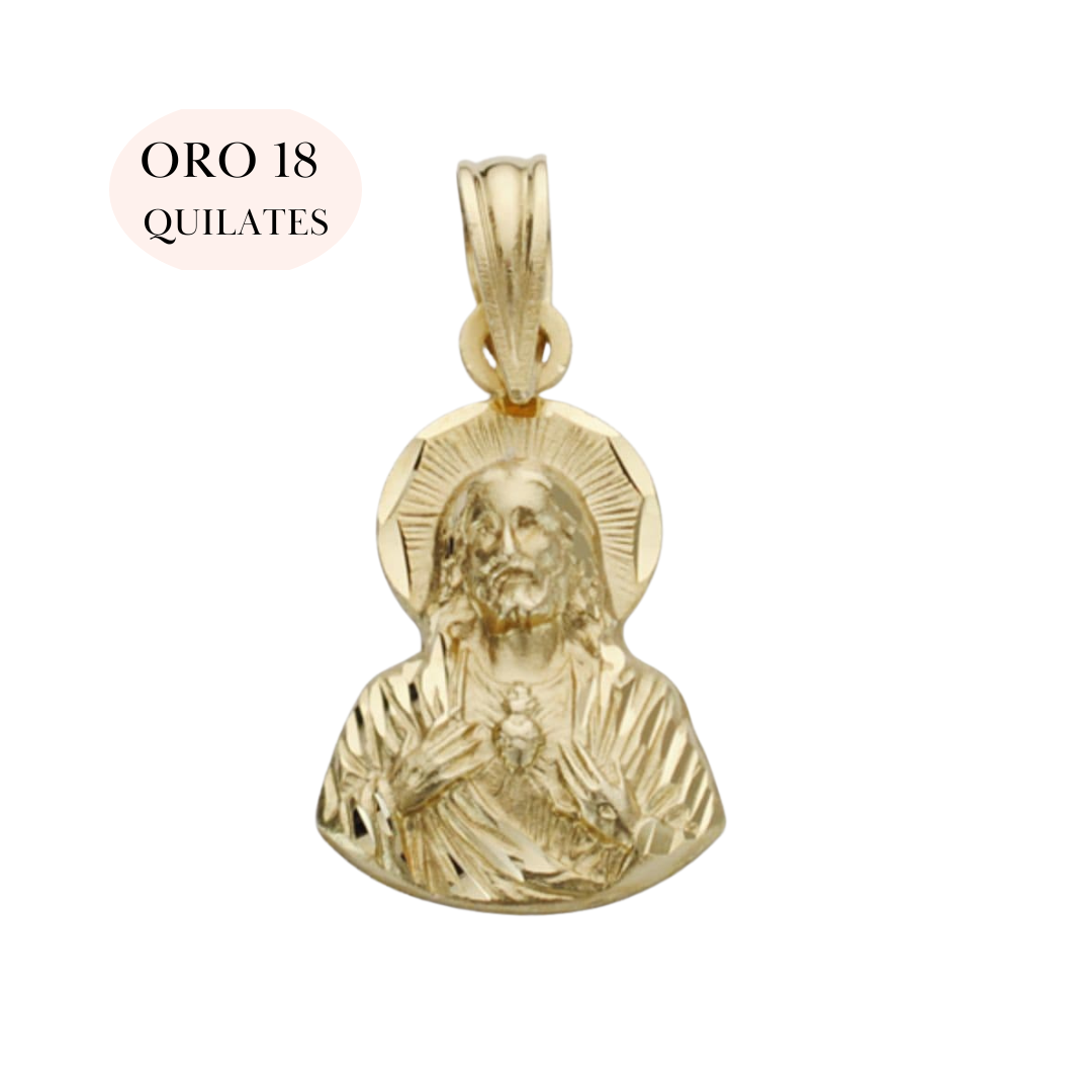 Medalla Sagrado Corazón De Jesús Oro 18 Quilates | KHLOE JOYAS | Color Oro,Medallas,Oro 18 Quilates,Religioso,Unisex