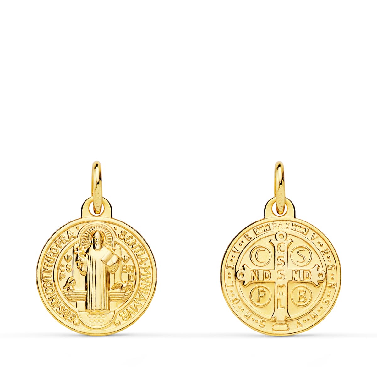 Medalla San Benito Oro 18 Quilates 14MM | KHLOE JOYAS | Oro 18 Quilates
