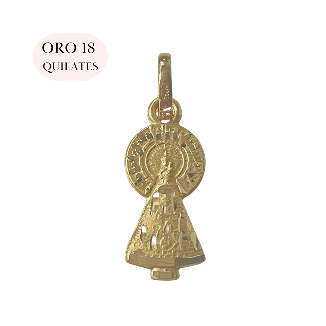 Medalla Virgen Del Pilar Oro 18 Quilates 8X18MM | KHLOE JOYAS | Medallas,Oro 18 Quilates,Religioso