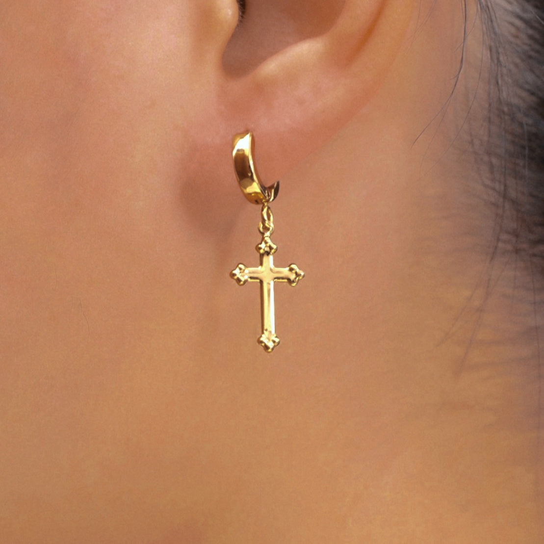 Pendiente Cruz Antonella | KHLOE JOYAS | 40%,Color Oro,Cruces,Pendientes,Religioso