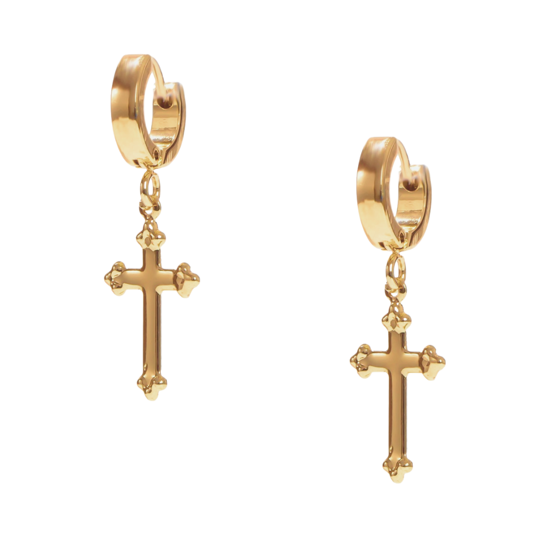Pendiente Cruz Antonella | KHLOE JOYAS | 40%,Color Oro,Cruces,Pendientes,Religioso
