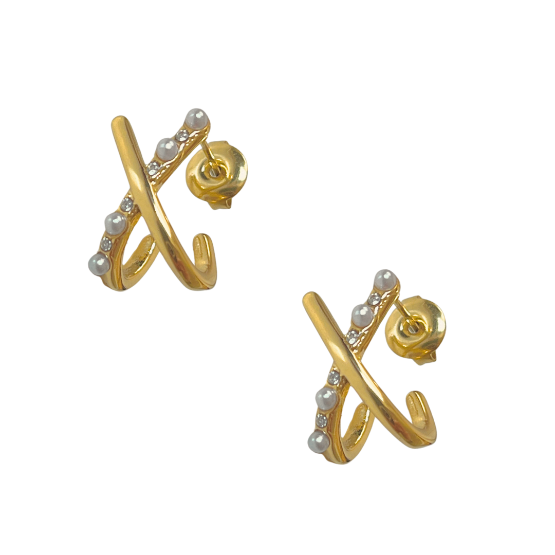Pendientes Alex | KHLOE JOYAS | 15%,Color Oro,Con Brillantes,Pendientes,Perlas