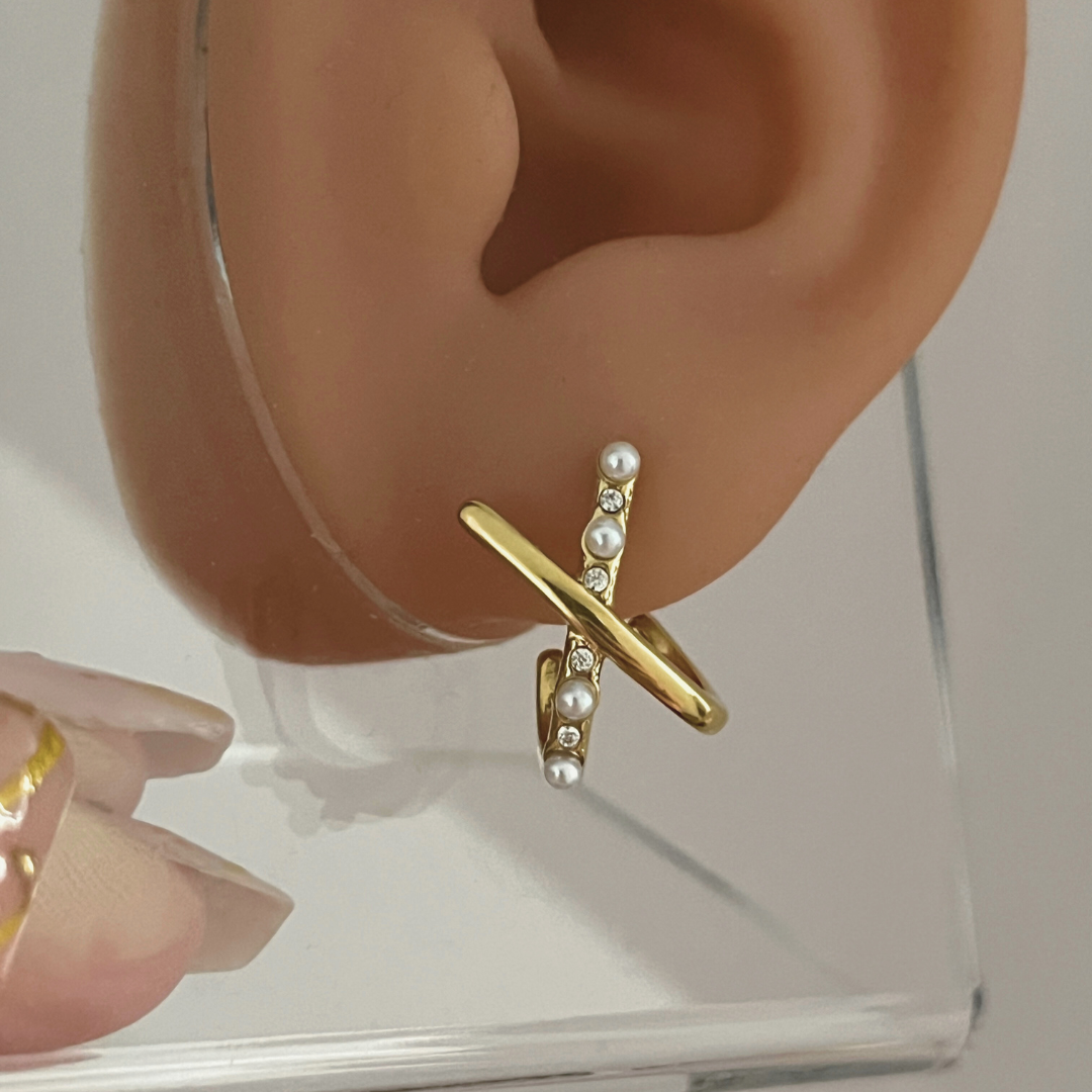 Pendientes Alex | KHLOE JOYAS | 15%,Color Oro,Con Brillantes,Pendientes,Perlas