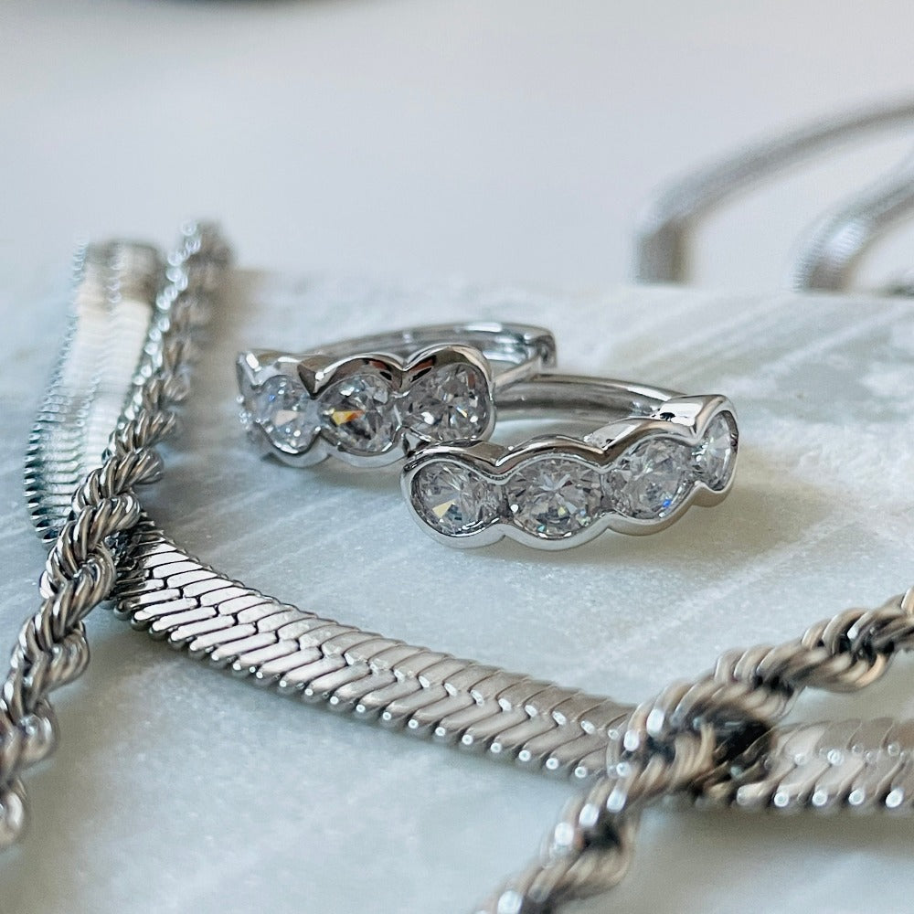 Pendientes Romina | KHLOE JOYAS | Color Plata,Con Brillantes,Pendientes