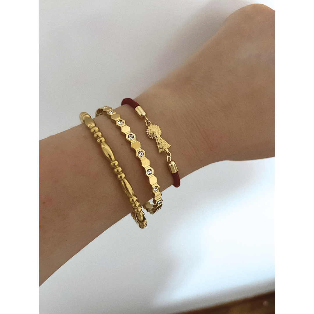 Pulsera Virgen Del Pilar Granate Cord