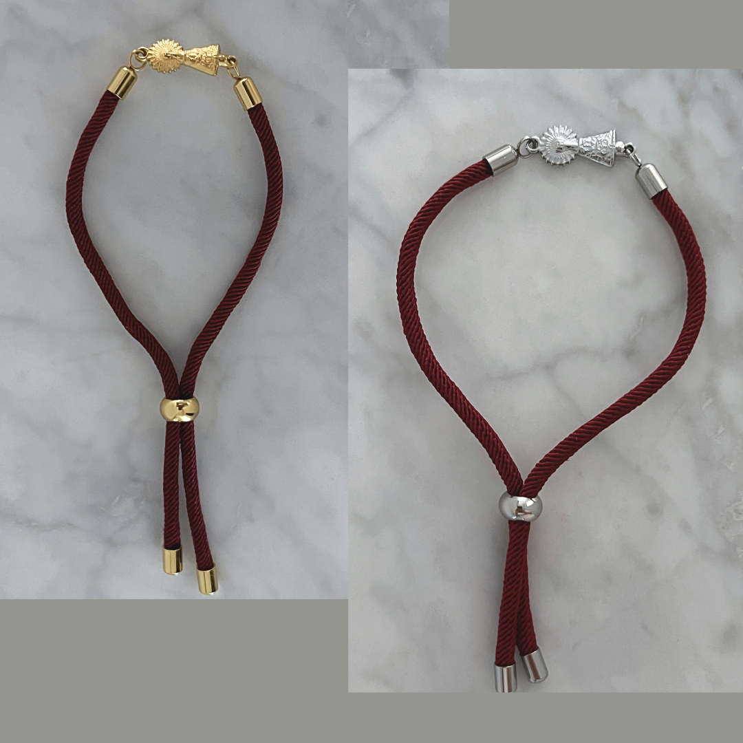 Virgin of Pilar Bracelet, Garnet Cord