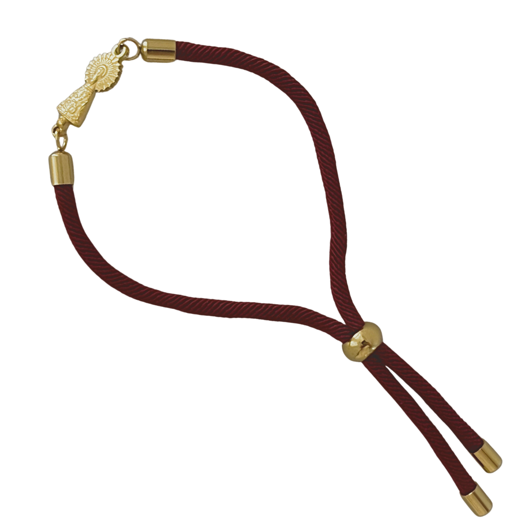 Virgin of Pilar Bracelet, Garnet Cord