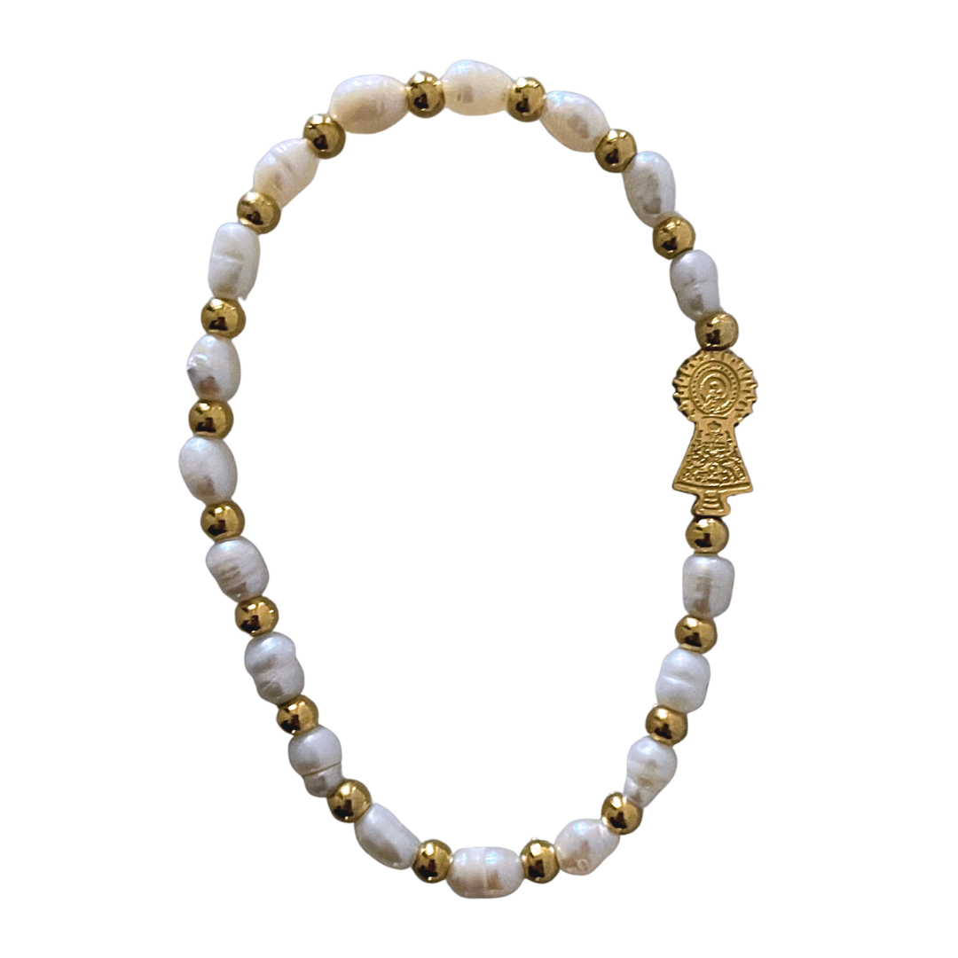 Pulsera Virgen Del Pilar Perlas Naturales