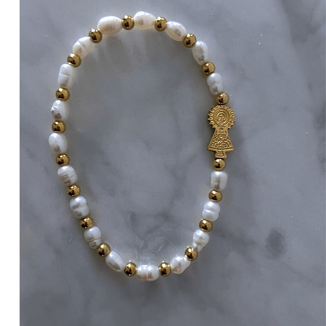 Pulsera Virgen Del Pilar Perlas Naturales