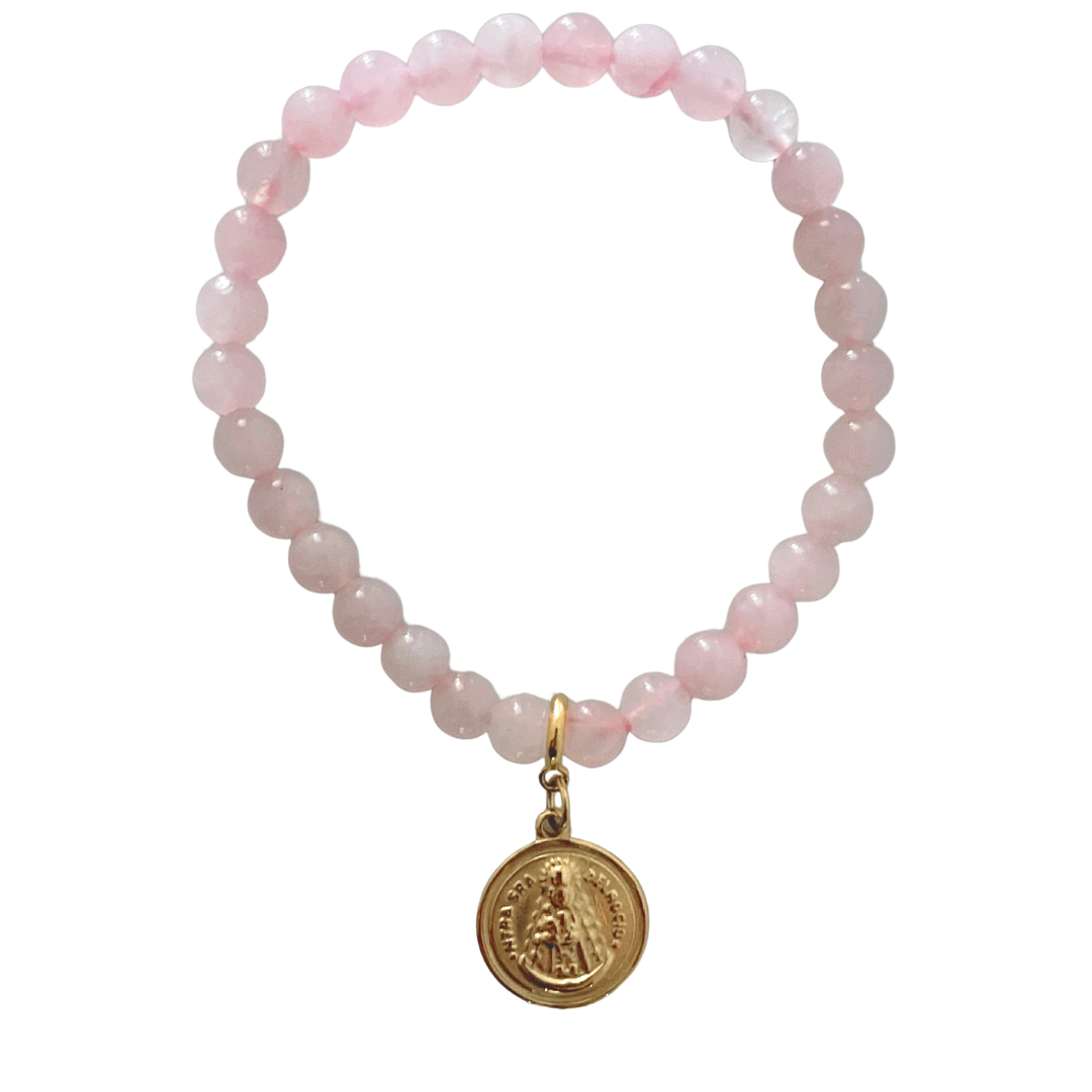 Pulsera Virgen Del Rocio Cuarzo Rosa