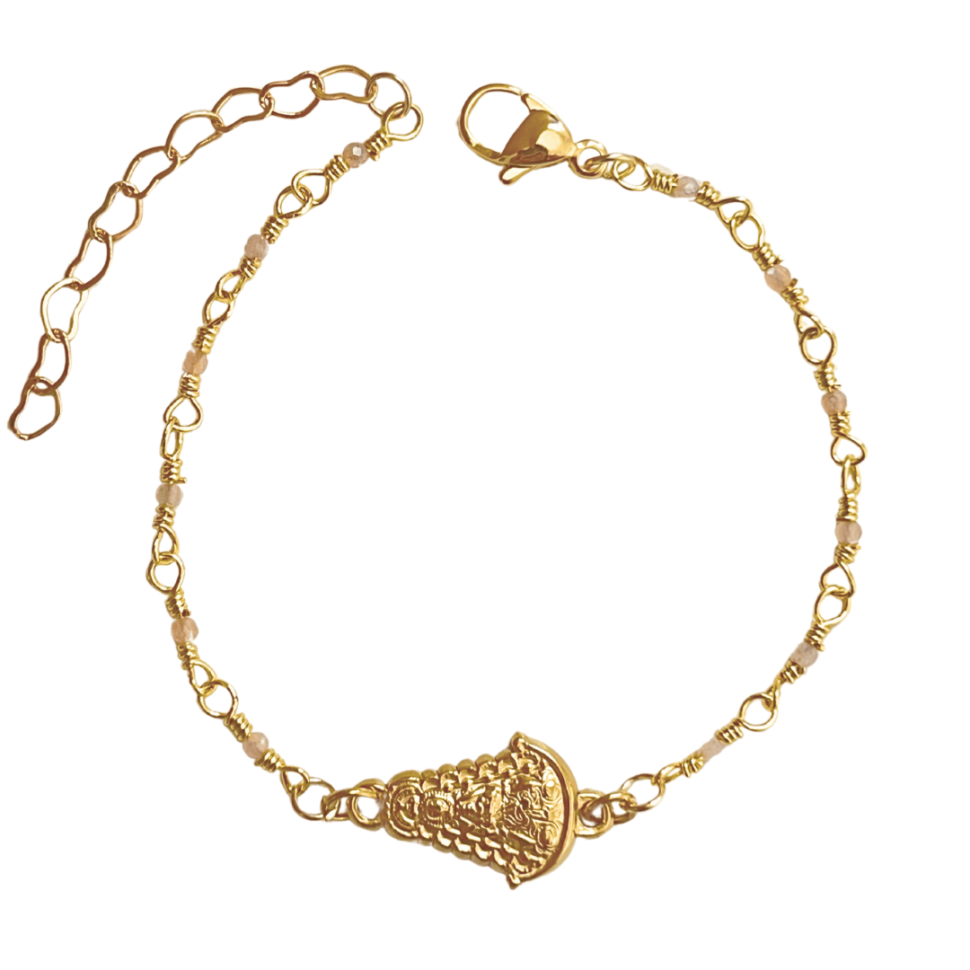Pulsera Virgen Del Rocio Hecha A Mano | KHLOE JOYAS | Color Oro,Pulseras,Religioso