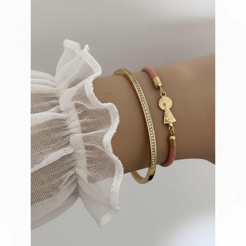 Pulsera Virgen Del Pilar Rosa Cord