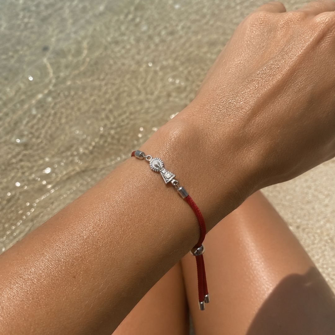Virgin of Pilar Bracelet, Garnet Cord