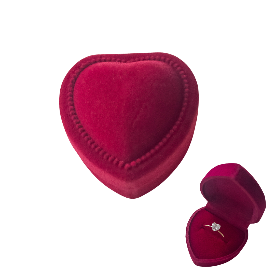 Red Velvet Heart Ring Box | KHLOE JOYAS | Packaging