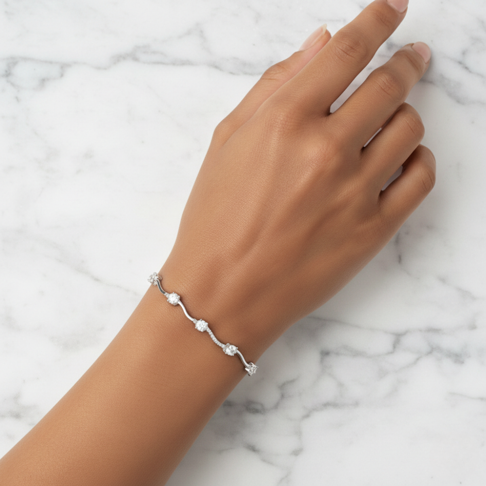 Detalle Pulsera Romance plata de ley 925 waterproof ajustable 18cm - Joyería San Valentín KHLOE JOYAS