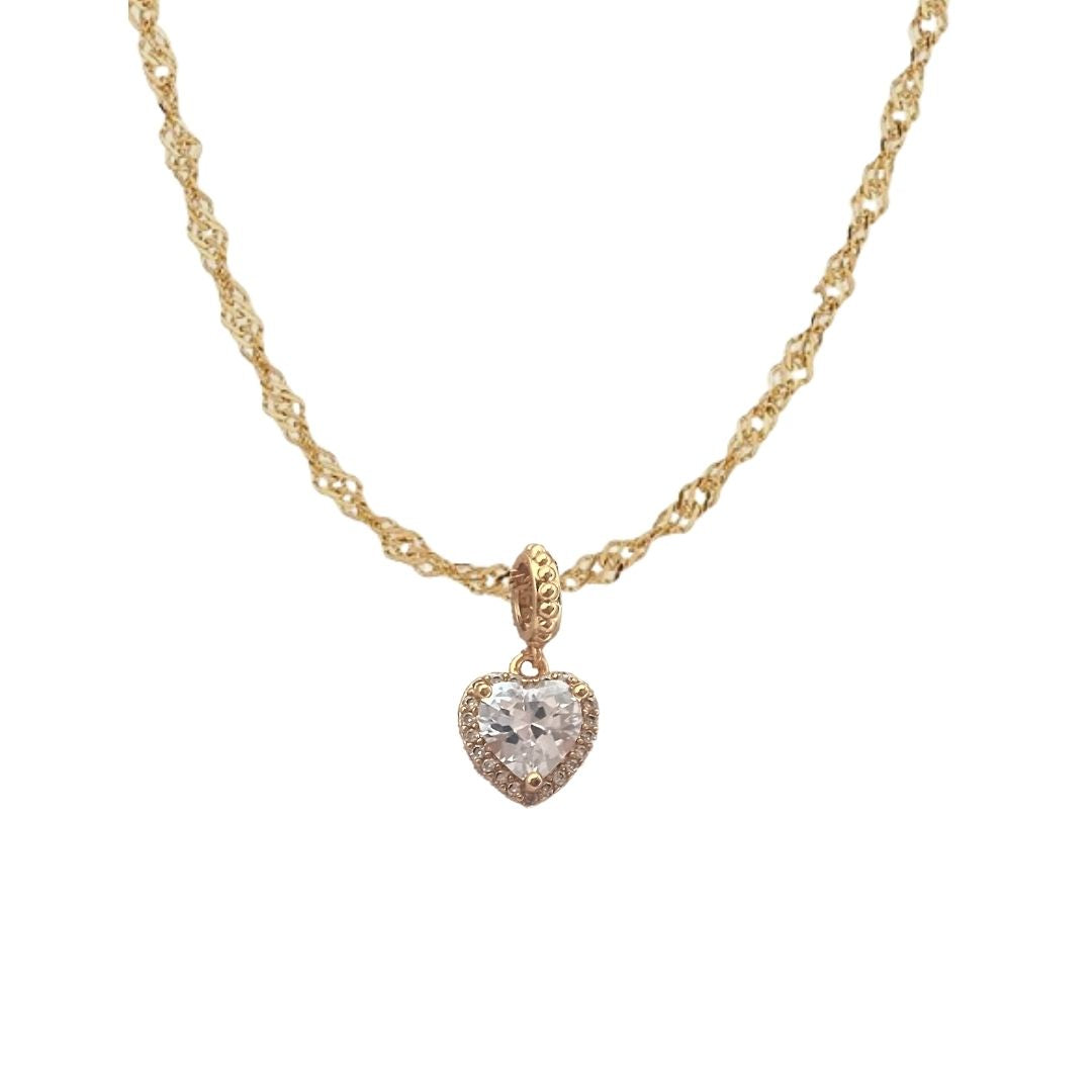 Collar Corazón Brillante | KHLOE JOYAS | Colgantes,Collares,Color Oro,Con Brillantes,Corazon