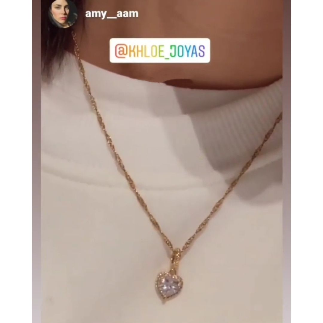 Collar Corazón Brillante | KHLOE JOYAS | Colgantes,Collares,Color Oro,Con Brillantes,Corazon