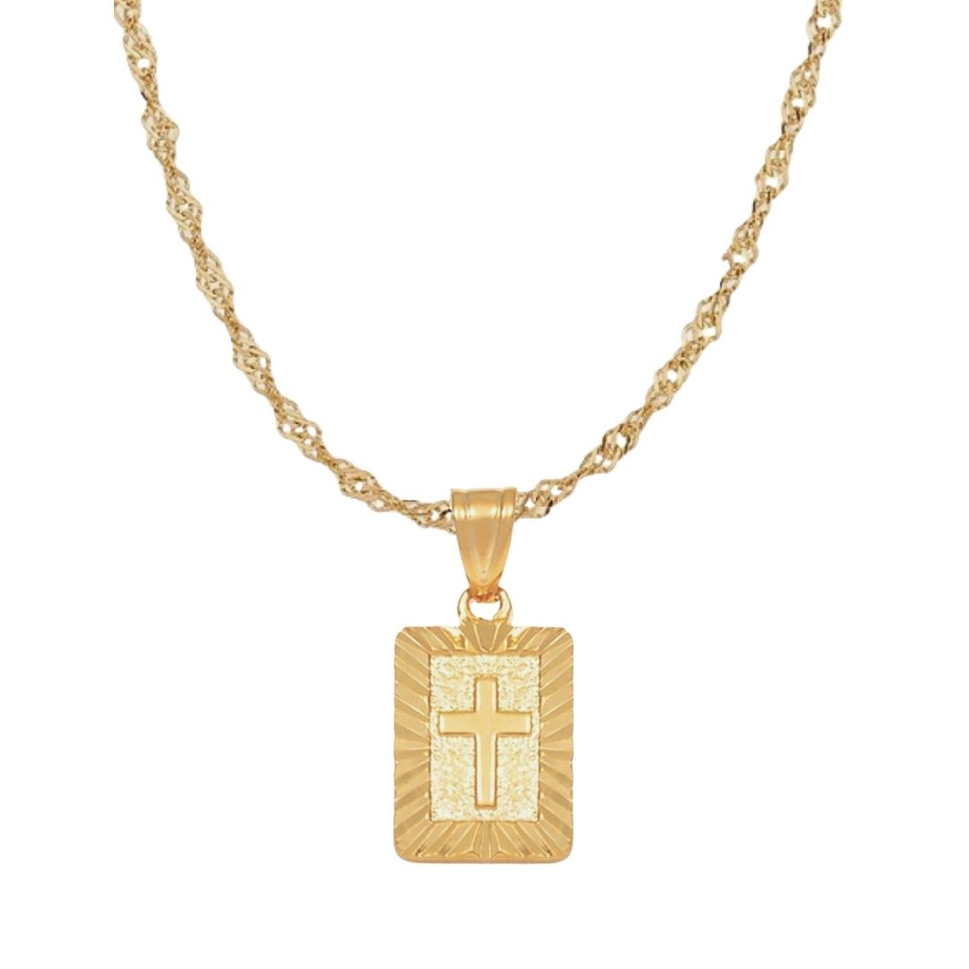 Collar Cross Tablet | KHLOE JOYAS | 15%,Colgantes,Collares,Color Oro,Cruces,Religioso,Unisex