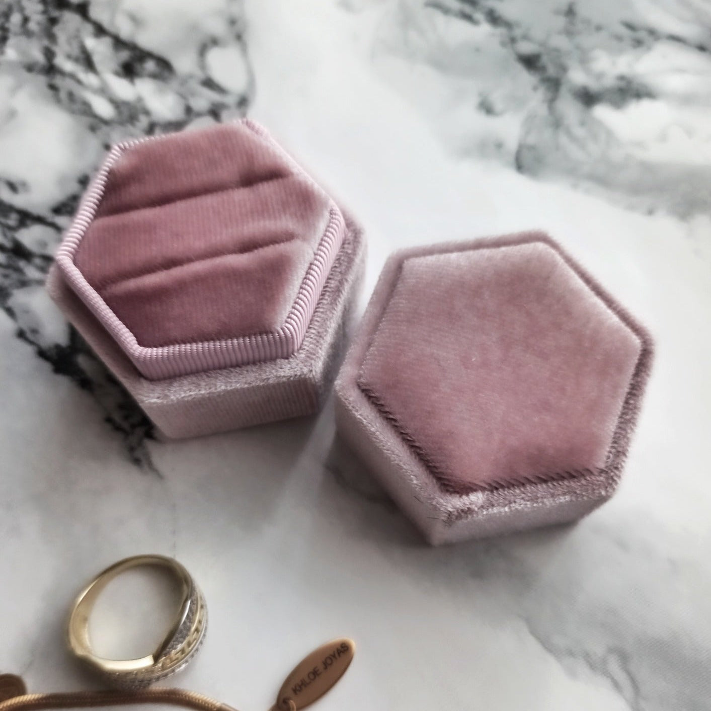 Velvet Double Ring Box | KHLOE JOYAS |