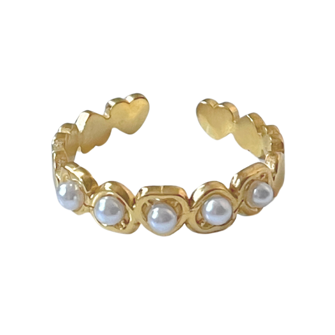 Anillo J'Adore | KHLOE JOYAS | Anillos,Color Oro,Corazon,Perlas
