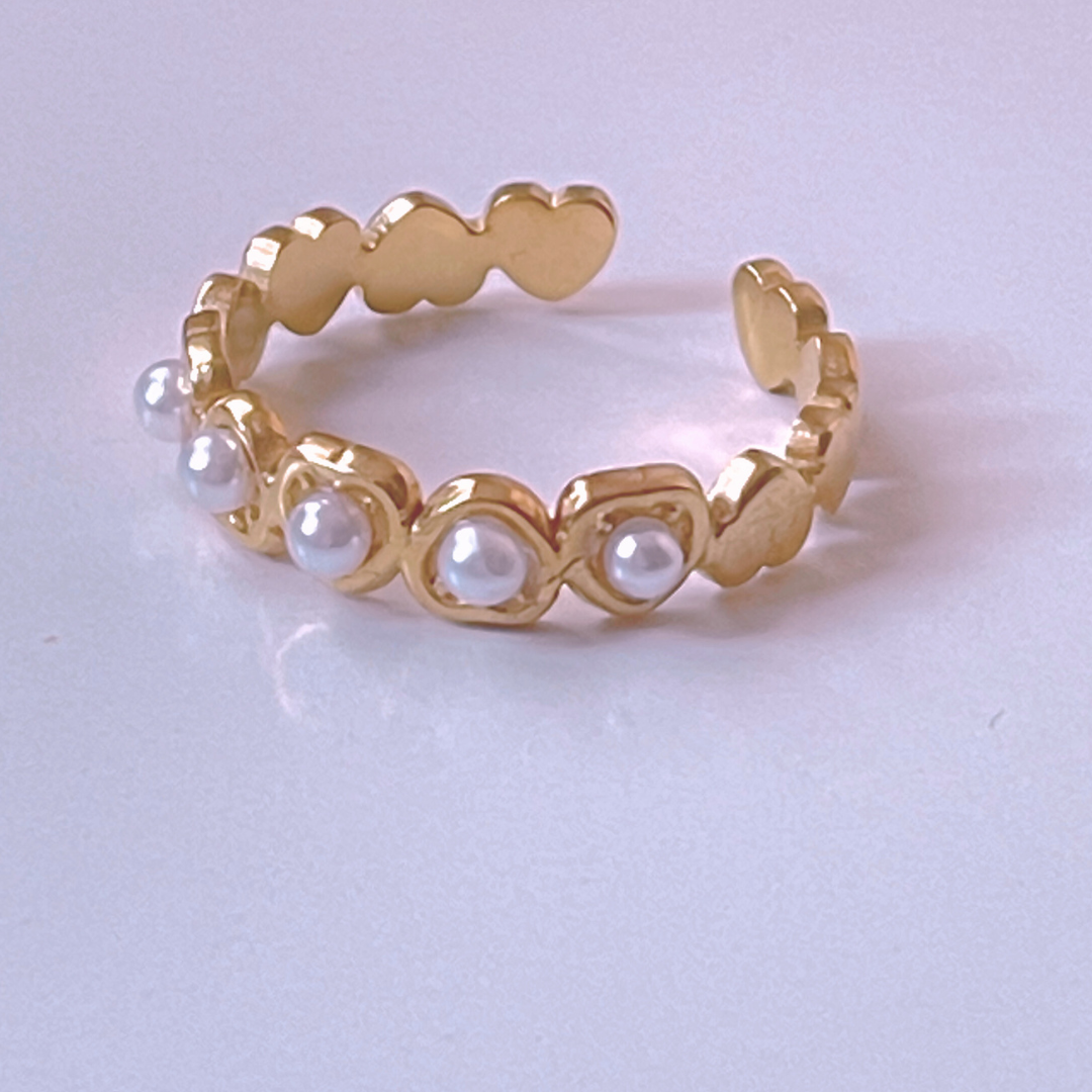 Anillo J'Adore | KHLOE JOYAS | Anillos,Color Oro,Corazon,Perlas
