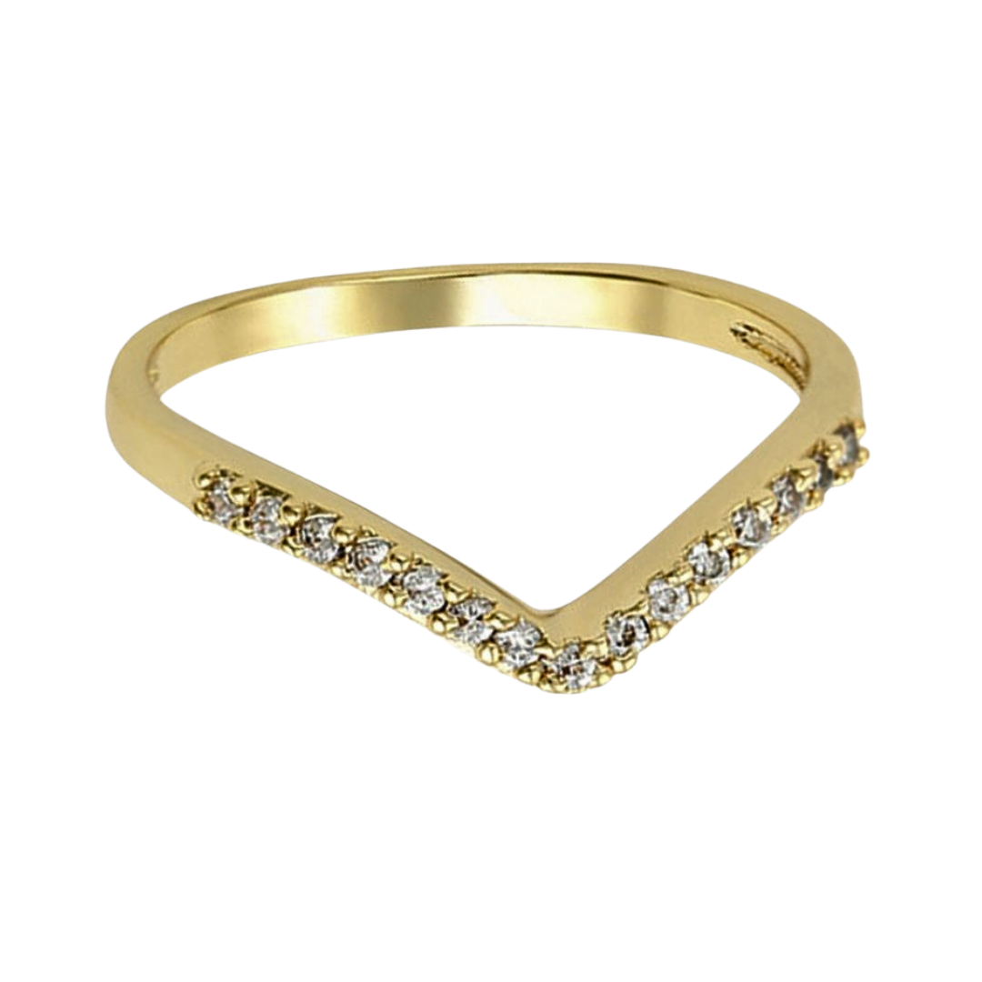 Anillo Wishbone CZ | KHLOE JOYAS | 15%,Anillos,Color Oro,Con Brillantes