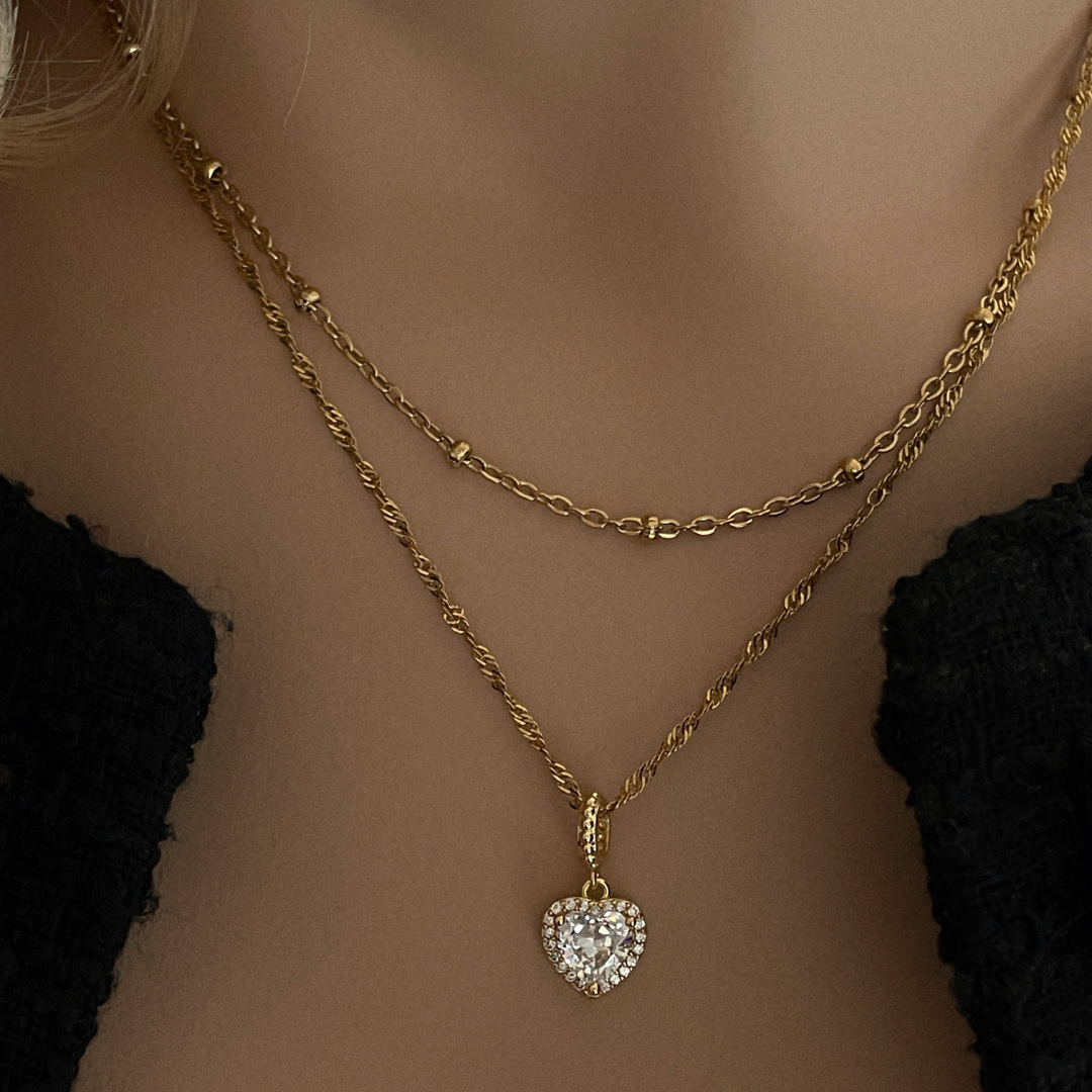Collar Corazón Brillante | KHLOE JOYAS | Colgantes,Collares,Color Oro,Con Brillantes,Corazon