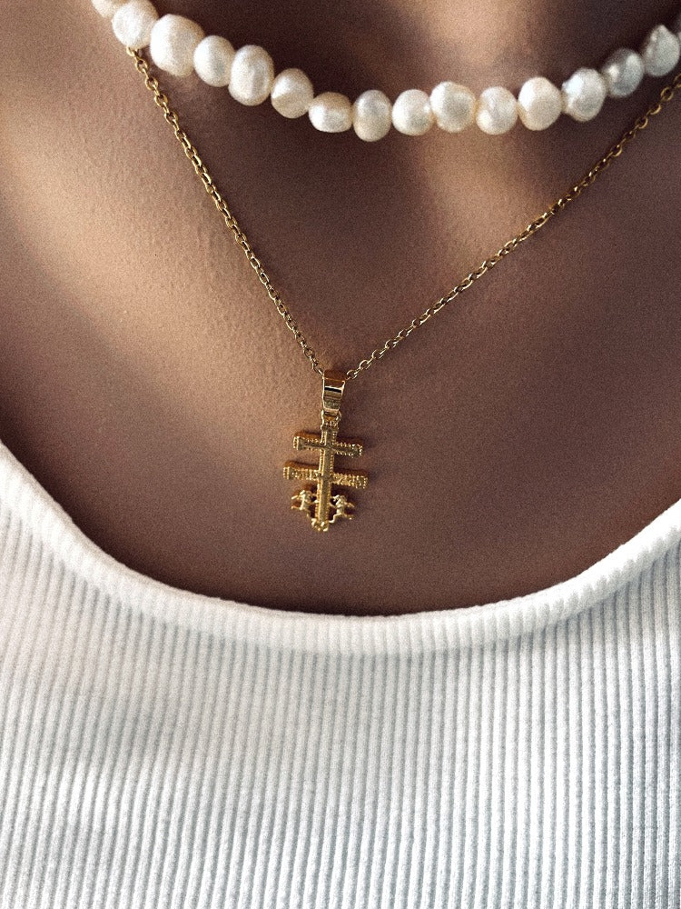 Collar Cruz De Caravaca | KHLOE JOYAS | 15%,Colgantes,Collares,Color Oro,Cruces,Religioso,Unisex