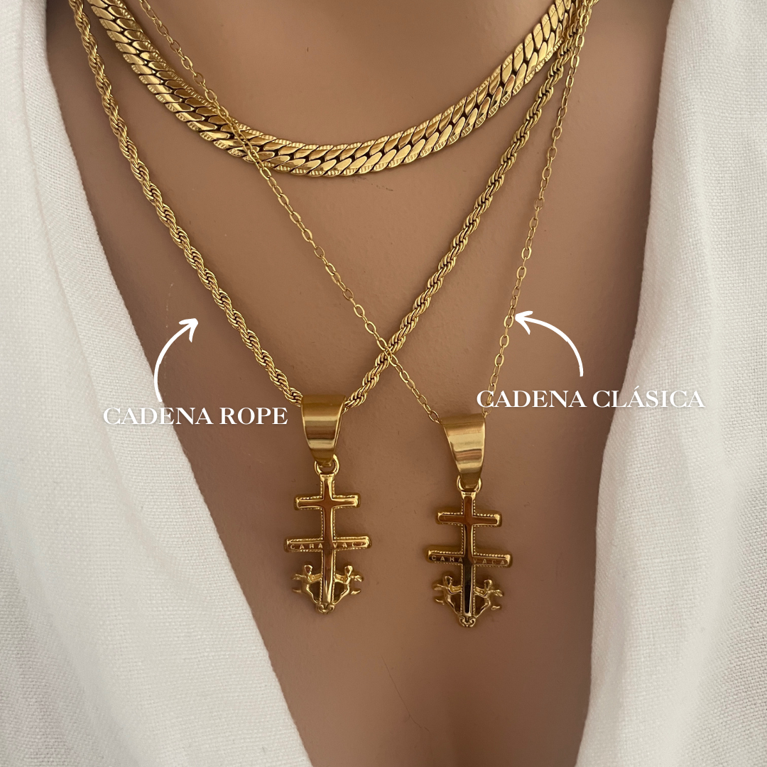 Collar Cruz De Caravaca | KHLOE JOYAS | 15%,Colgantes,Collares,Color Oro,Cruces,Religioso,Unisex