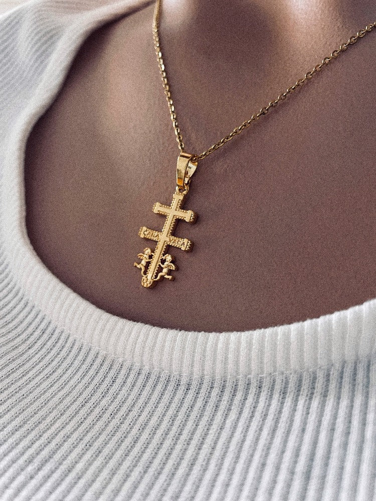 Collar Cruz De Caravaca | KHLOE JOYAS | 15%,Colgantes,Collares,Color Oro,Cruces,Religioso,Unisex