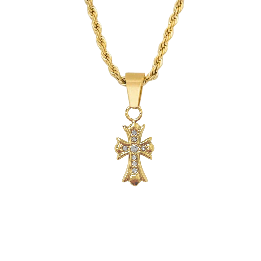 Collar Cruz Kate | KHLOE JOYAS | 15%,Colgantes,Collares,Color Oro,Con Brillantes,Cruces,Religioso,Unisex