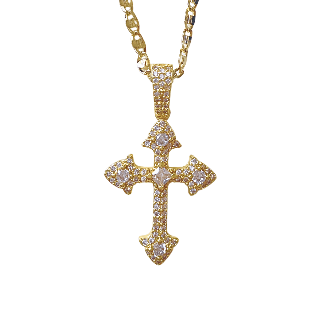 Collar Cruz León | KHLOE JOYAS | Colgantes,Collares,Color Oro,Con Brillantes,Cruces,Religioso