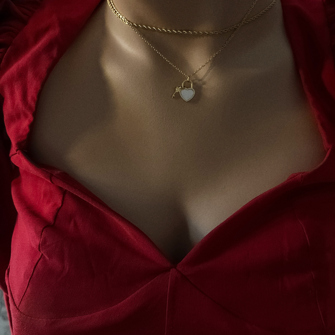 Collar Llave Del Amor | KHLOE JOYAS | Colgantes,Collares,Color Oro,Color Plata,Con Brillantes,Corazon,Gargantillas,Perlas