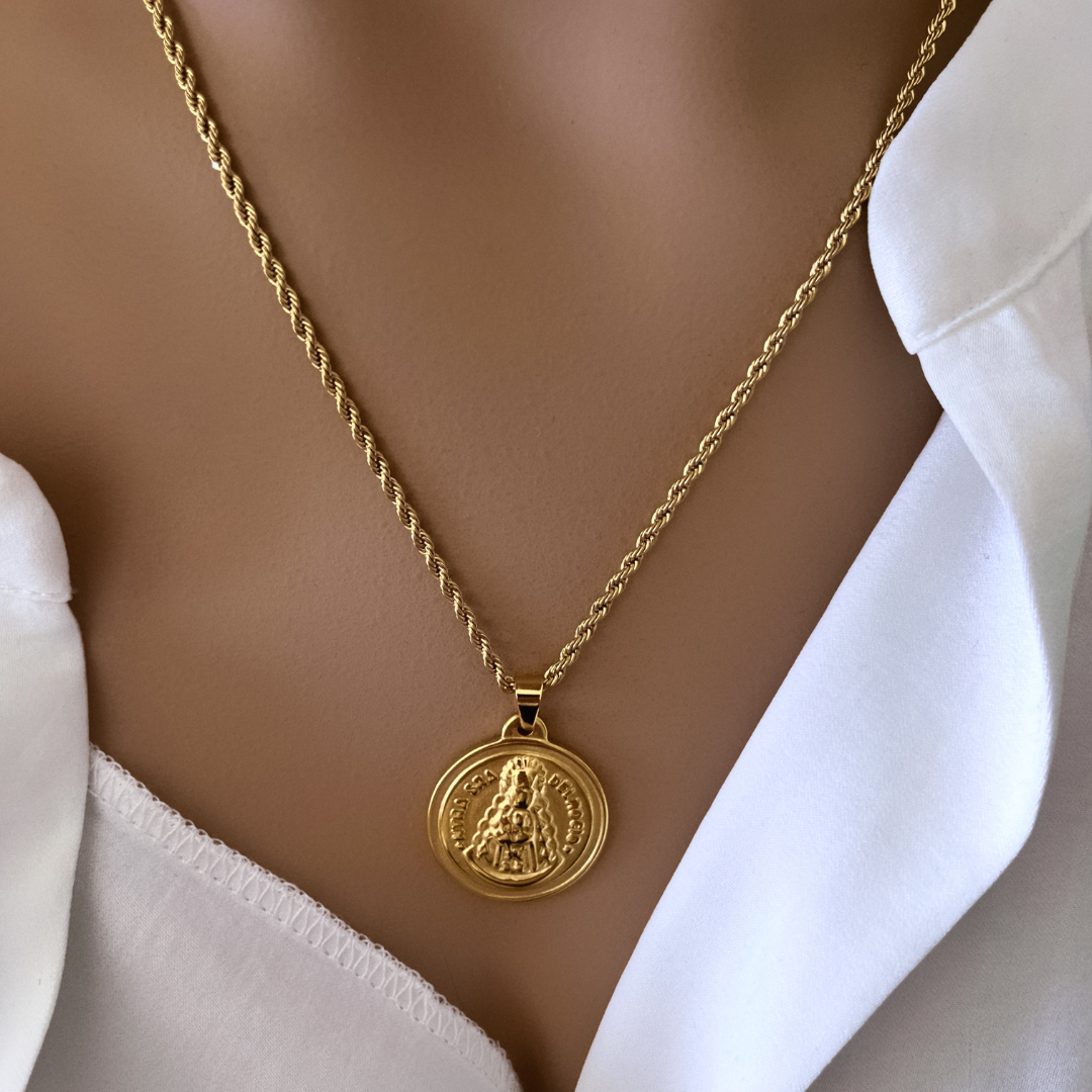 Collar Medalla Virgen Del Rocío Cordon