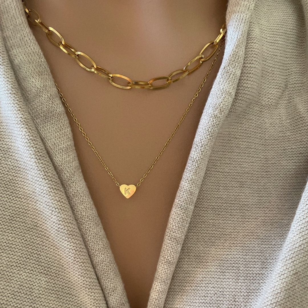 Collar Mini Corazon Inicial | KHLOE JOYAS | Colgantes,Collares,Color Oro,Corazon,Gargantillas,Iniciales