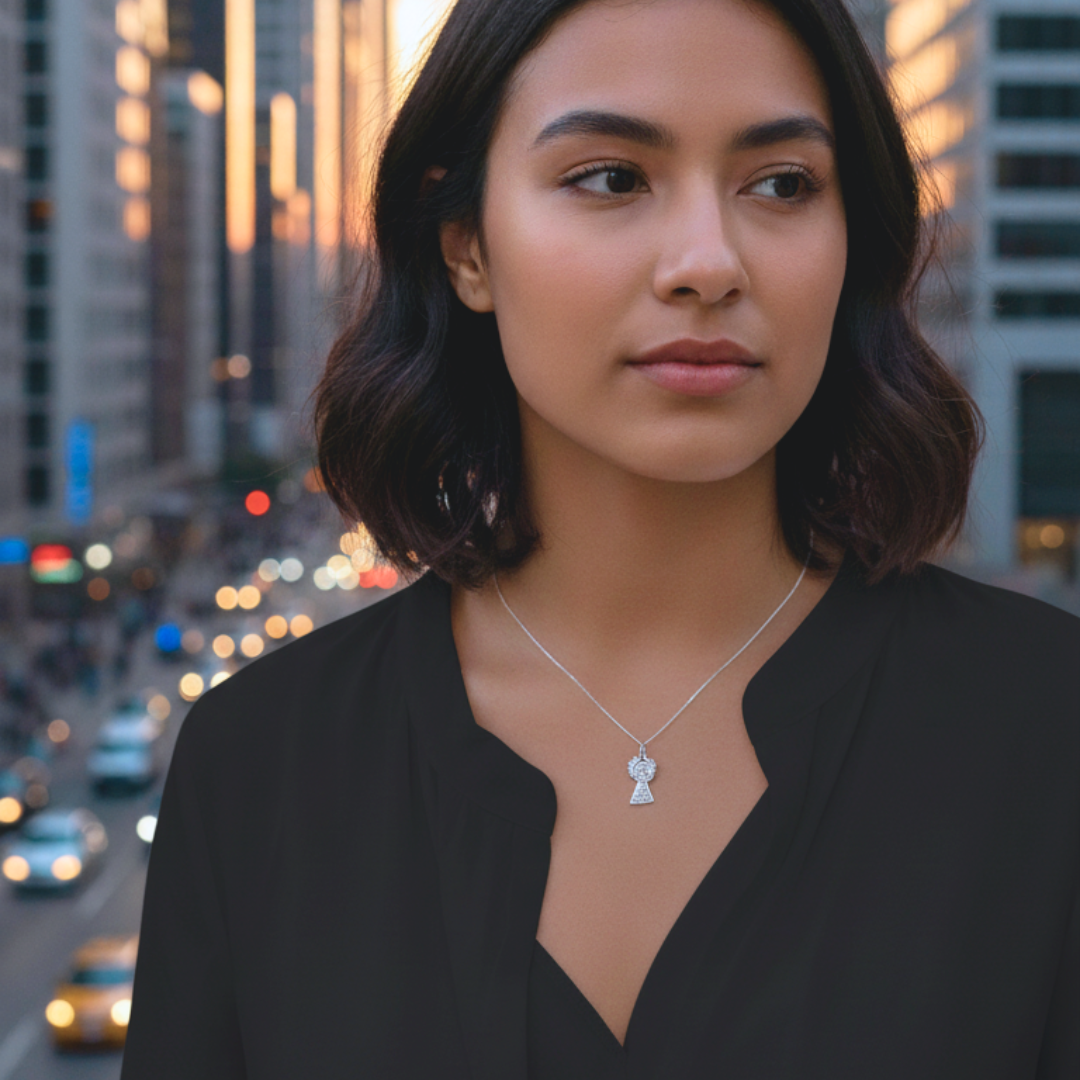 Virgin of Pilar Necklace Sterling Silver