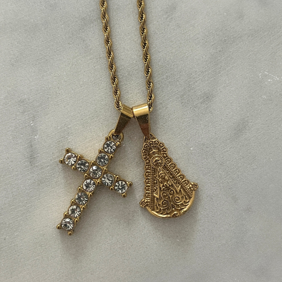 Collar Virgen Del Rocío Y Cruz De Brillantes