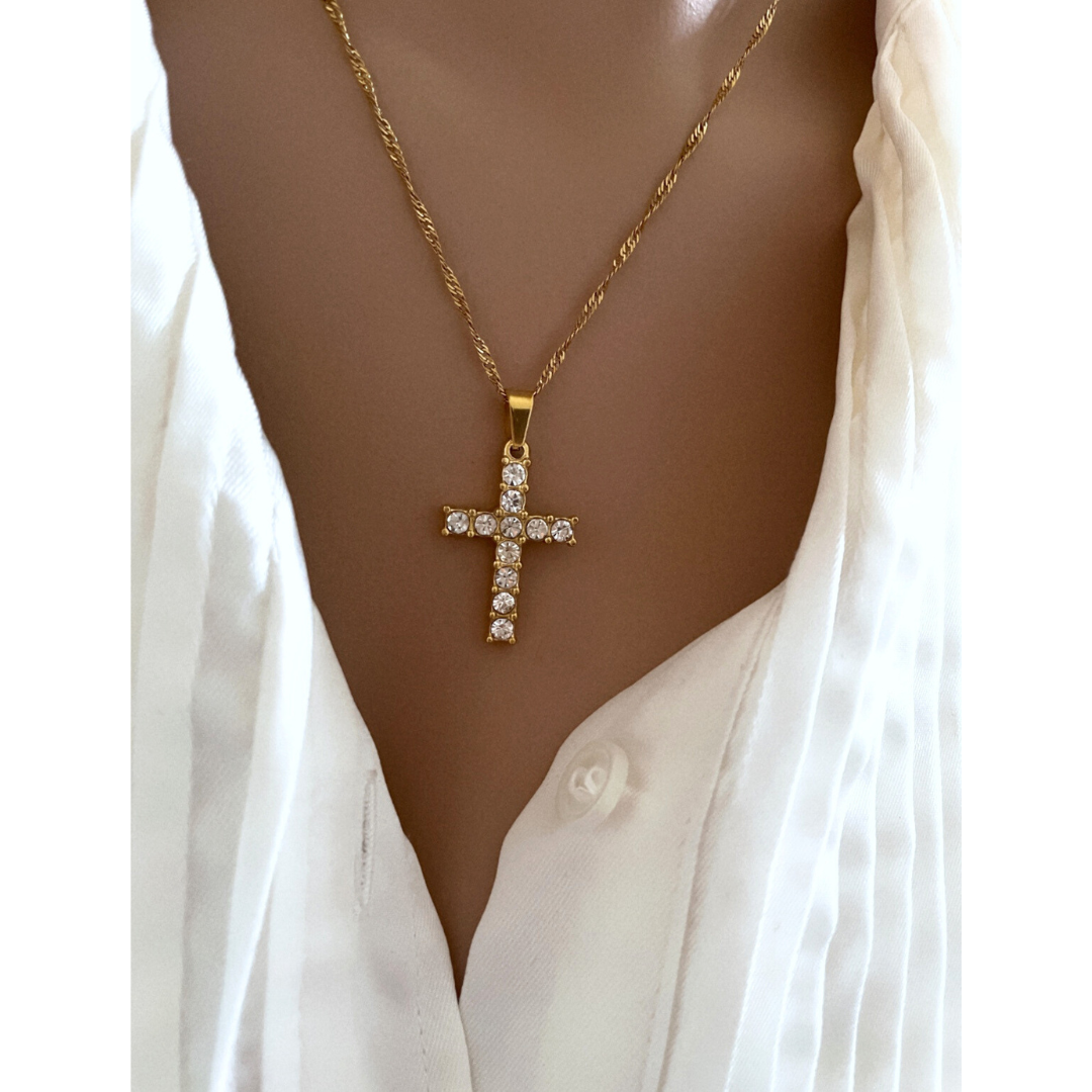 Paris CZ Cross Necklace