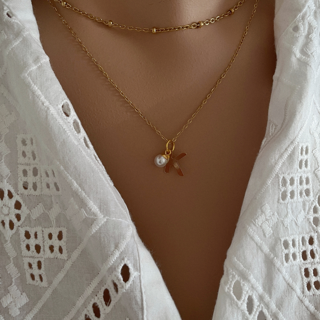 Elsie Initial Pearl Necklace