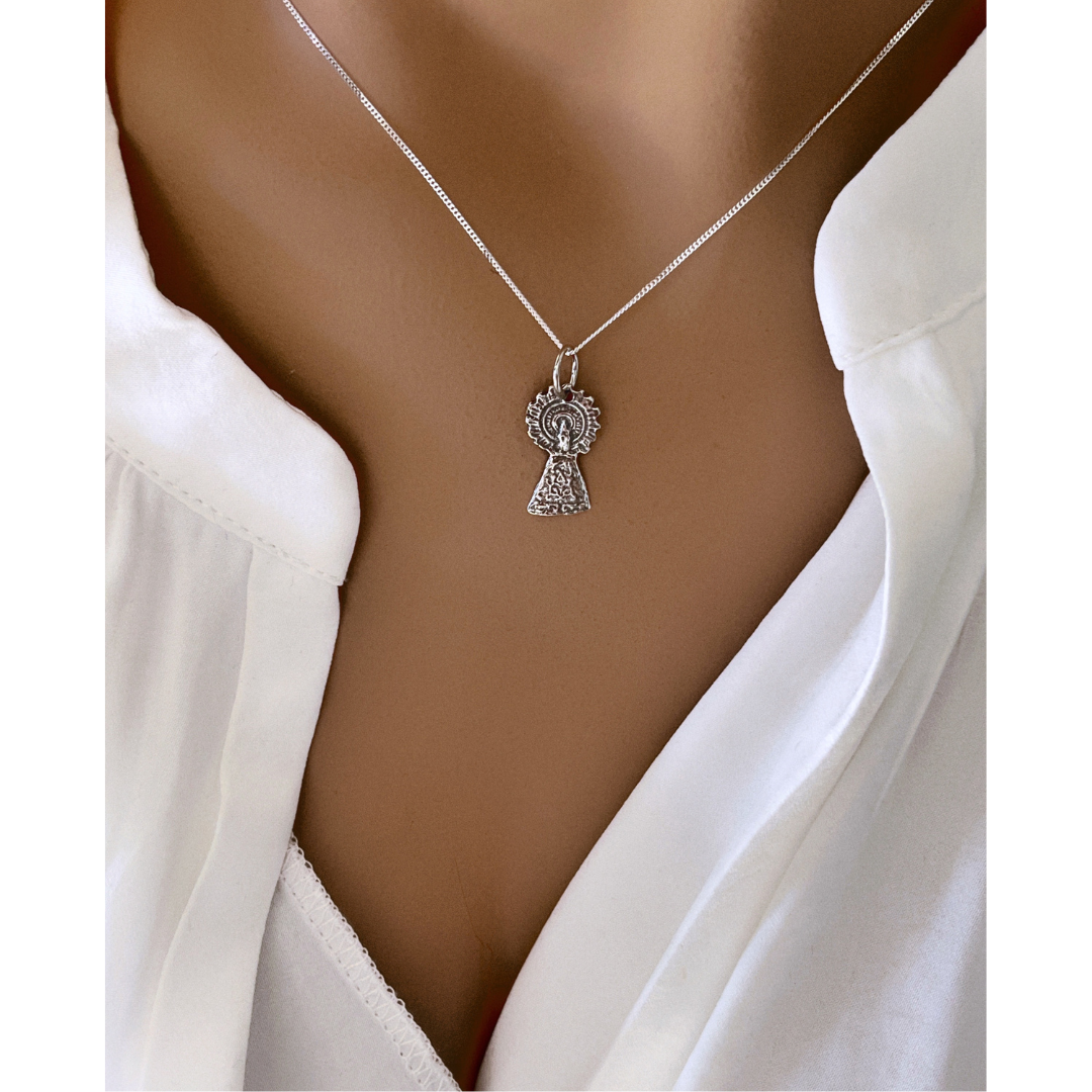 Collar Virgen Del Pilar Plata De Ley