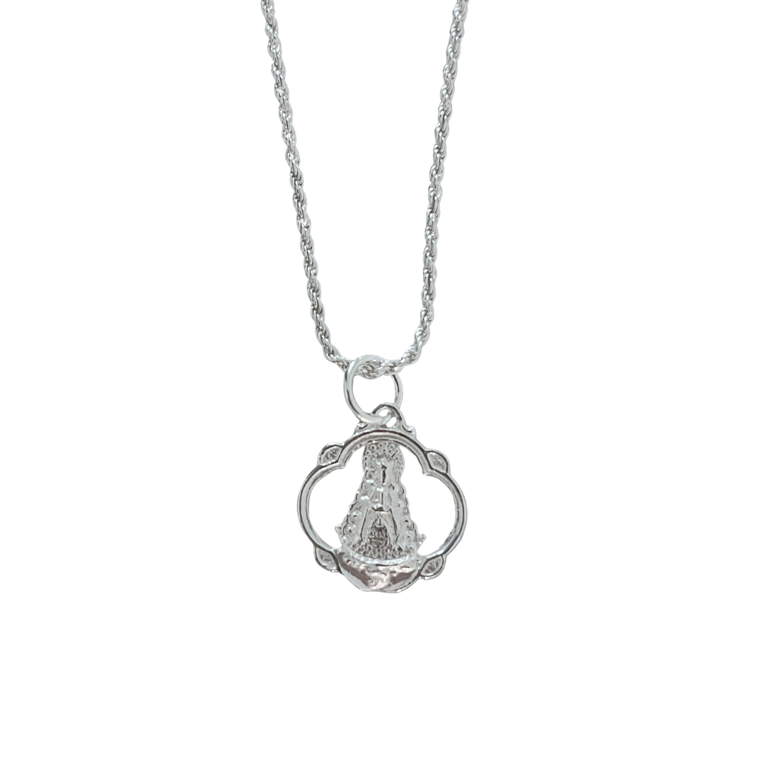 Collar Virgen Del Rocío Orla Cordon Plata De ley