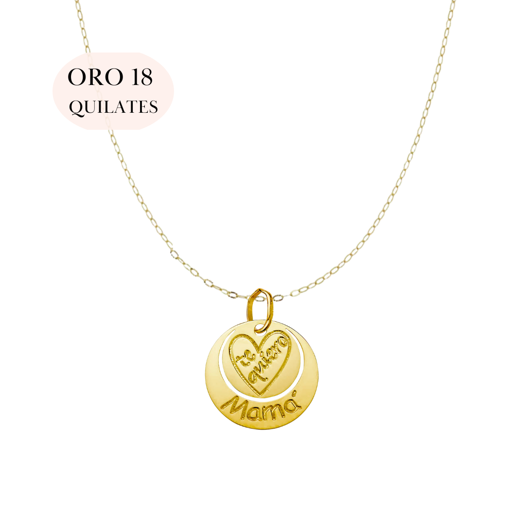 Gargantilla Te Quiero Mama Circle Oro 18 Quilates | KHLOE JOYAS | Gargantillas,Oro 18 Quilates