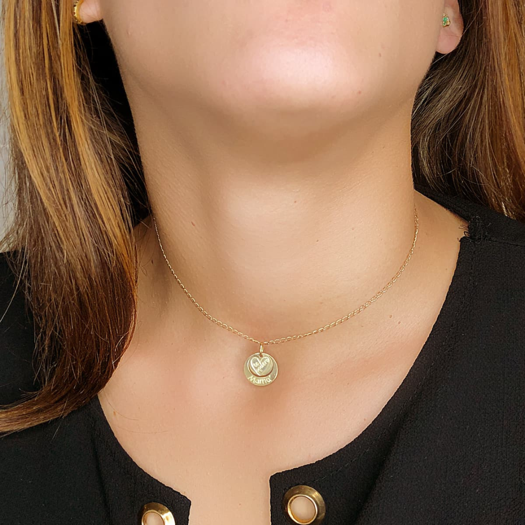 Gargantilla Te Quiero Mama Circle Oro 18 Quilates | KHLOE JOYAS | Gargantillas,Oro 18 Quilates