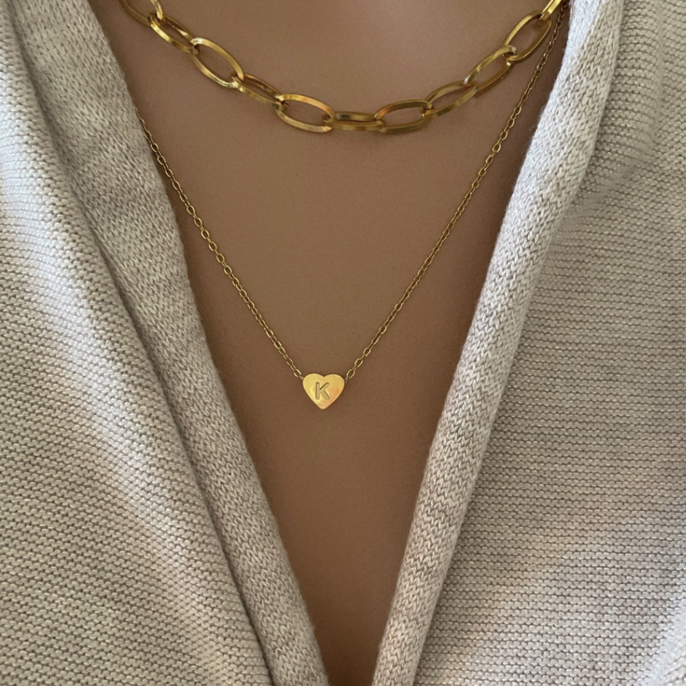 Mini Initial Heart Necklace
