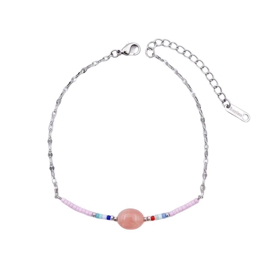 Tobillera Sirena Cuarzo Rosa