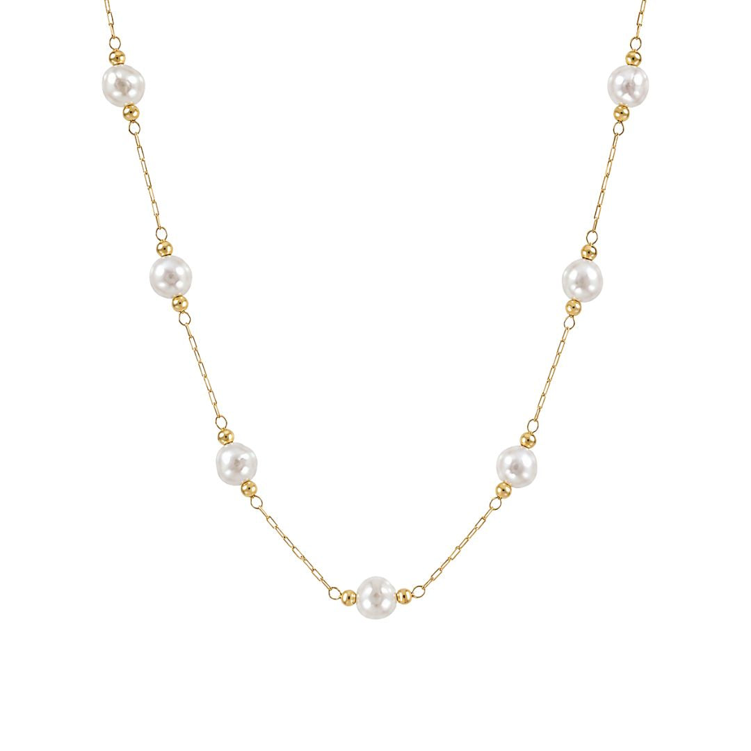 Elegant gold chain with freshwater pearls
