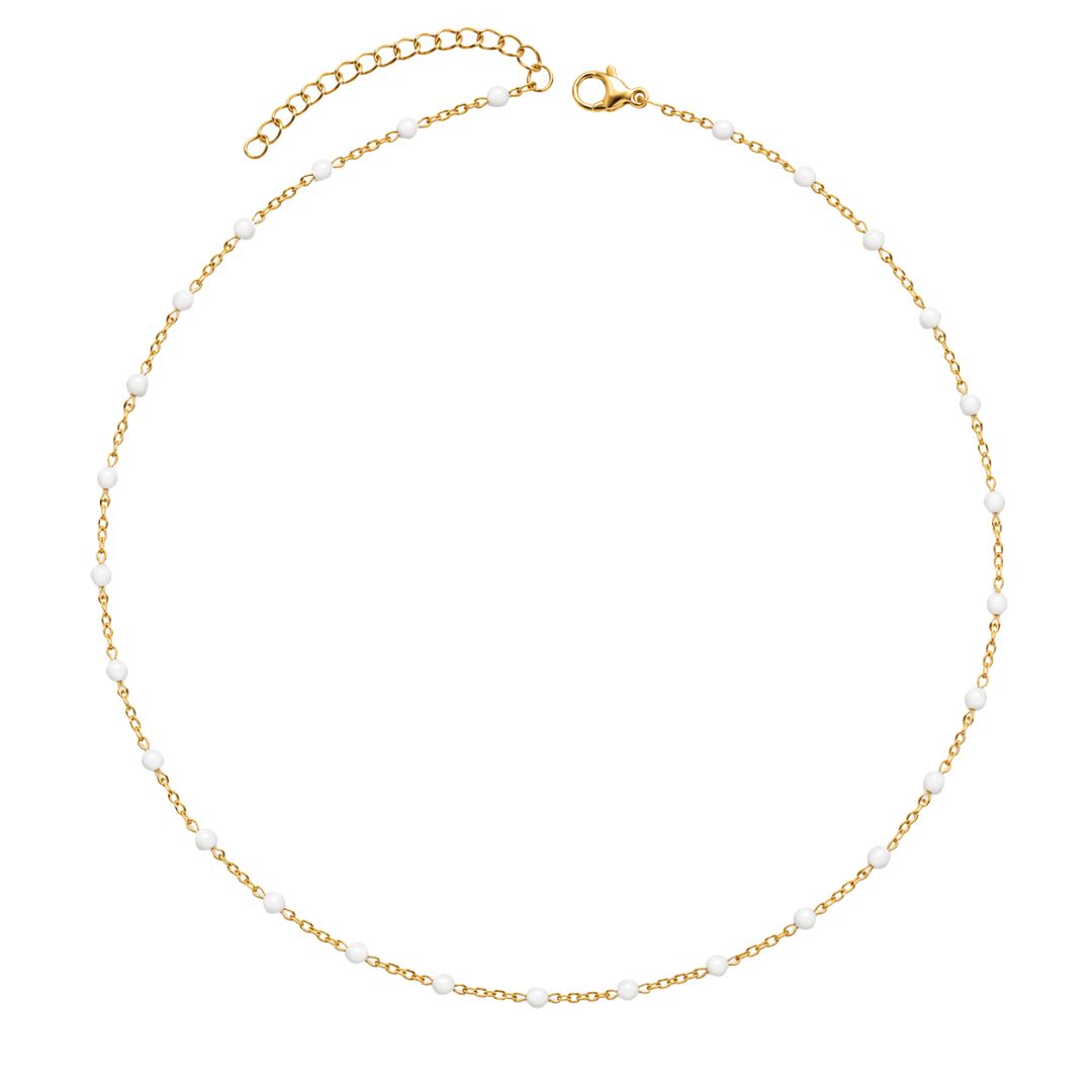 Gold necklace with white accents

