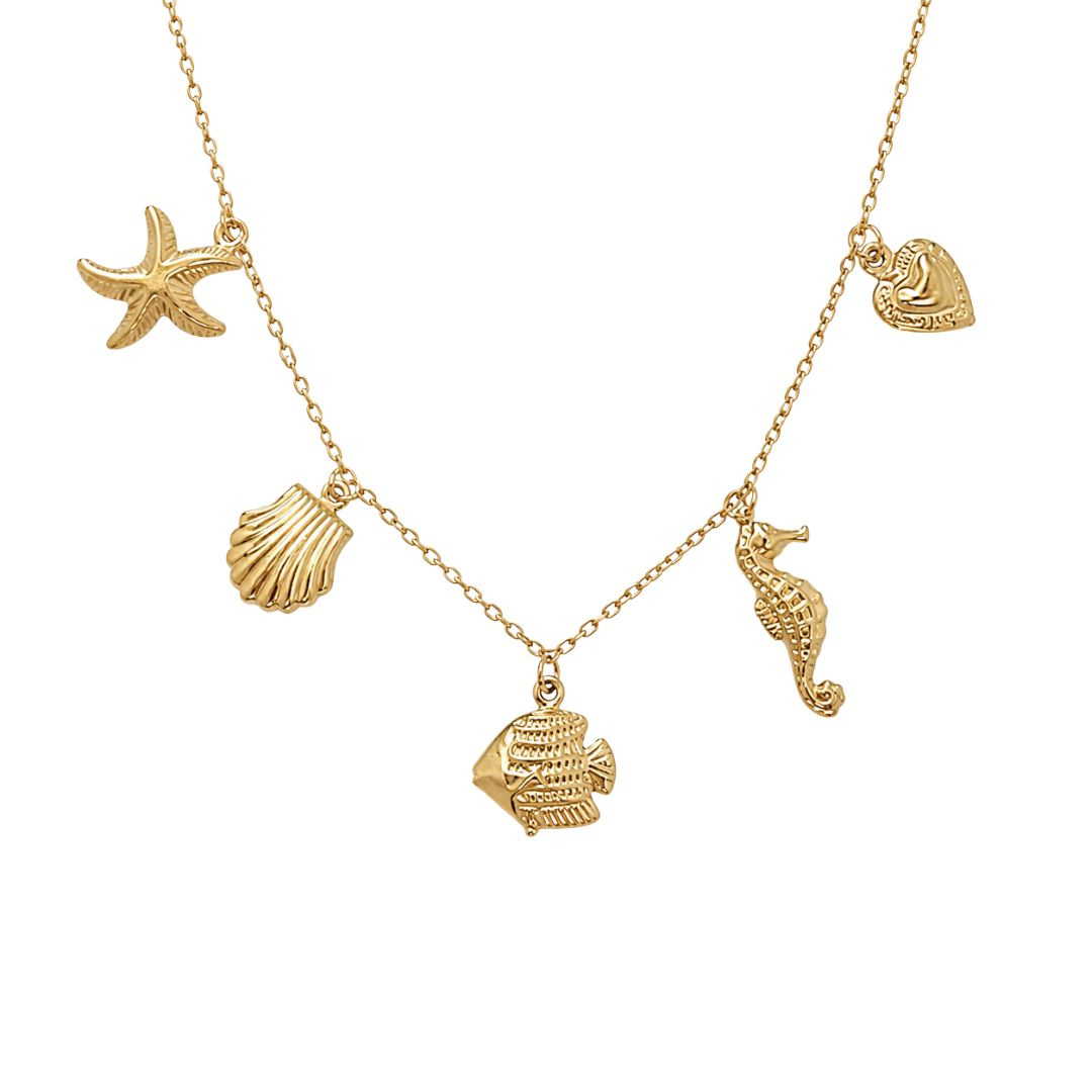 Gold marine charm necklace 